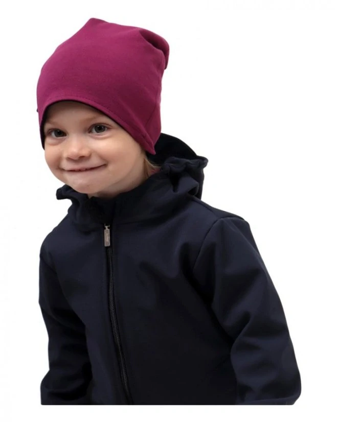 Jožánek Dětská čepice bavlněná, oboustranná, černá+cyklámen