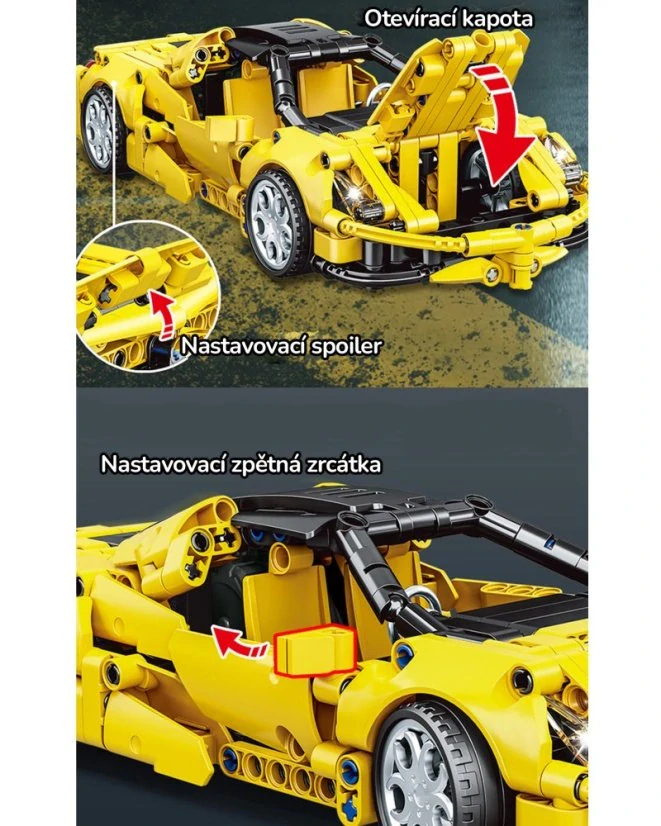 Woma Stavebnice závodní auto Technic, 391 dílků – natahovací model s otevíracím kufrem