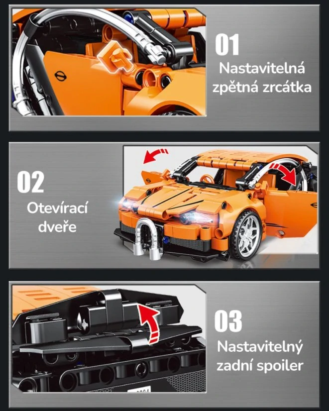 Woma Stavebnice auto Technic s natahovacím pohonem a otevíracími dveřmi | 388 dílků