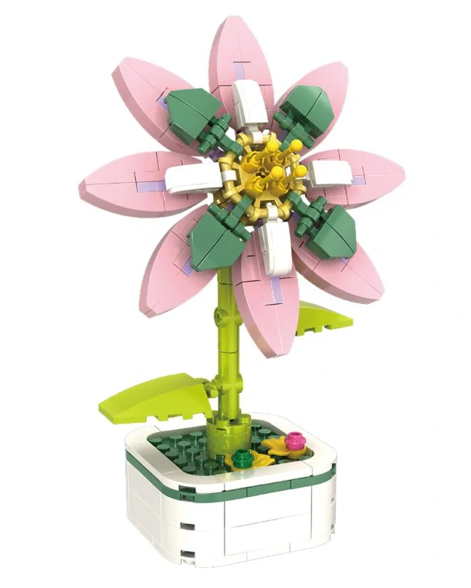 Woma Stavebnice květina s podstavcem, růžový Clematis (plamének), 172 dílků