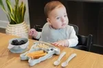 Melii Dětská silikonová jídelní sada, 5 dílná - Buldoček