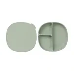 b.box Silikonový dělený talířek s víčkem a přísavkou - zelený