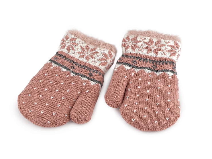 Stoklasa Dětské pletené rukavice palčáky s kožíškem, zateplené