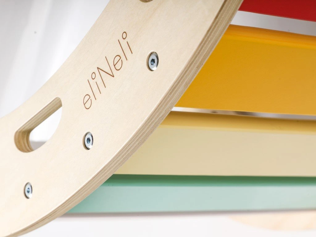 eliNeli Dřevěná montessori houpačka PRO 5v1 set s prknem 2v1 fresh