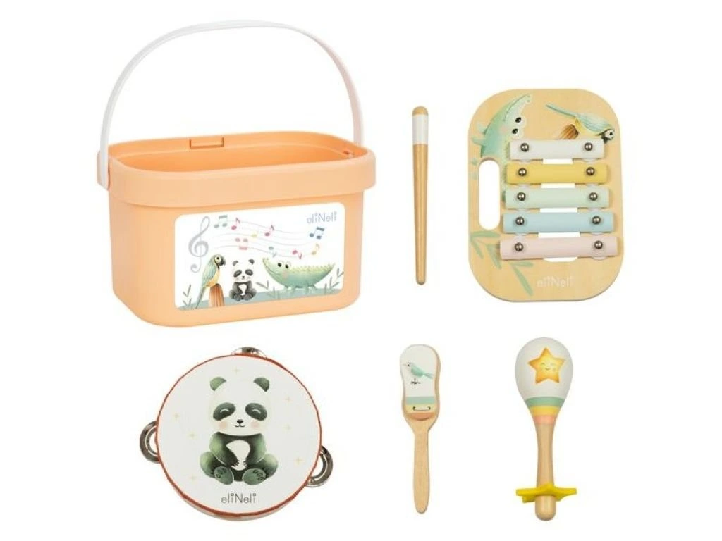 eliNeli Sada dětských hudebních nástrojů v boxu - pastel