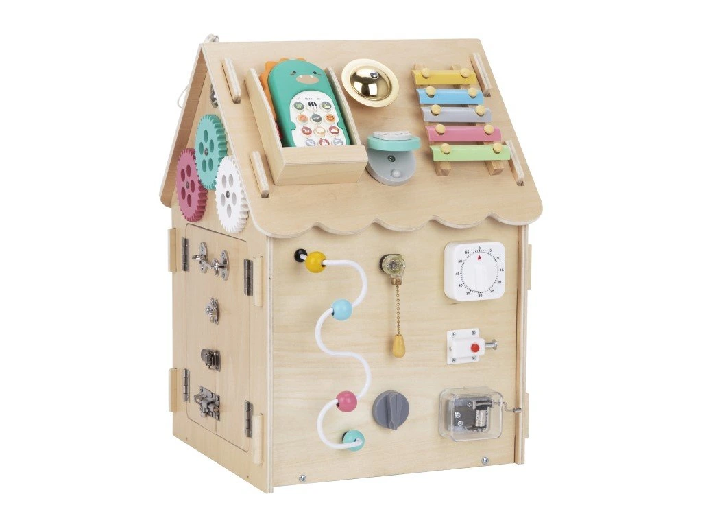 eliNeli Dřevěný activity board domeček - natur