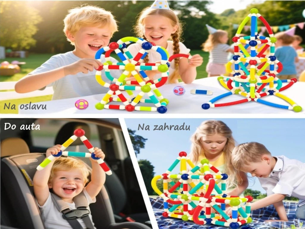 eliNeli Magnetická stavebnice Husí krky - 86 ks