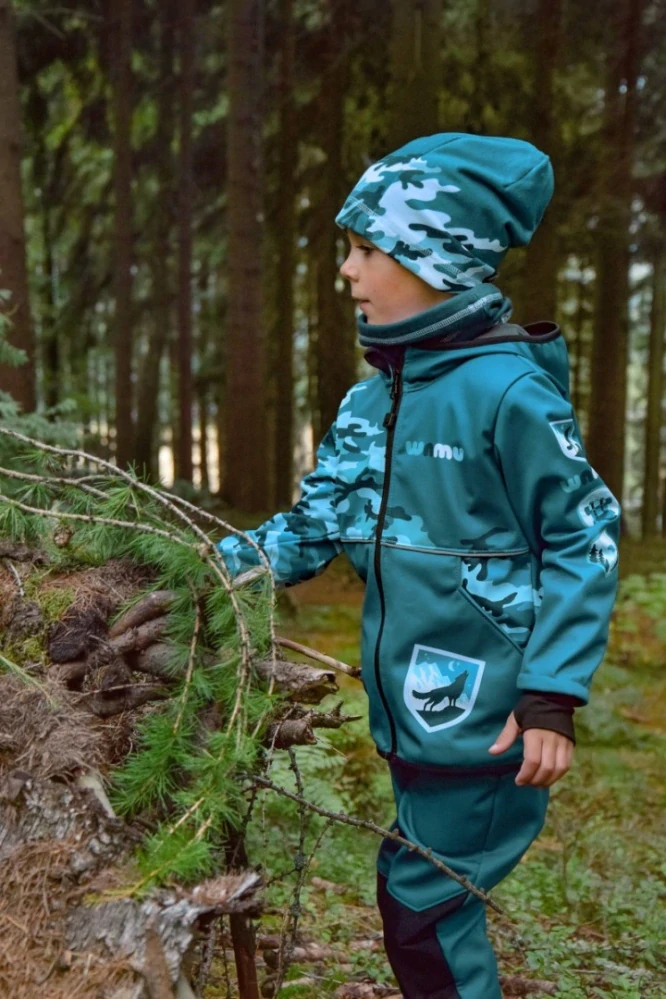 Wamu Softshellová bunda dětská, MASKÁČ, petrolejová