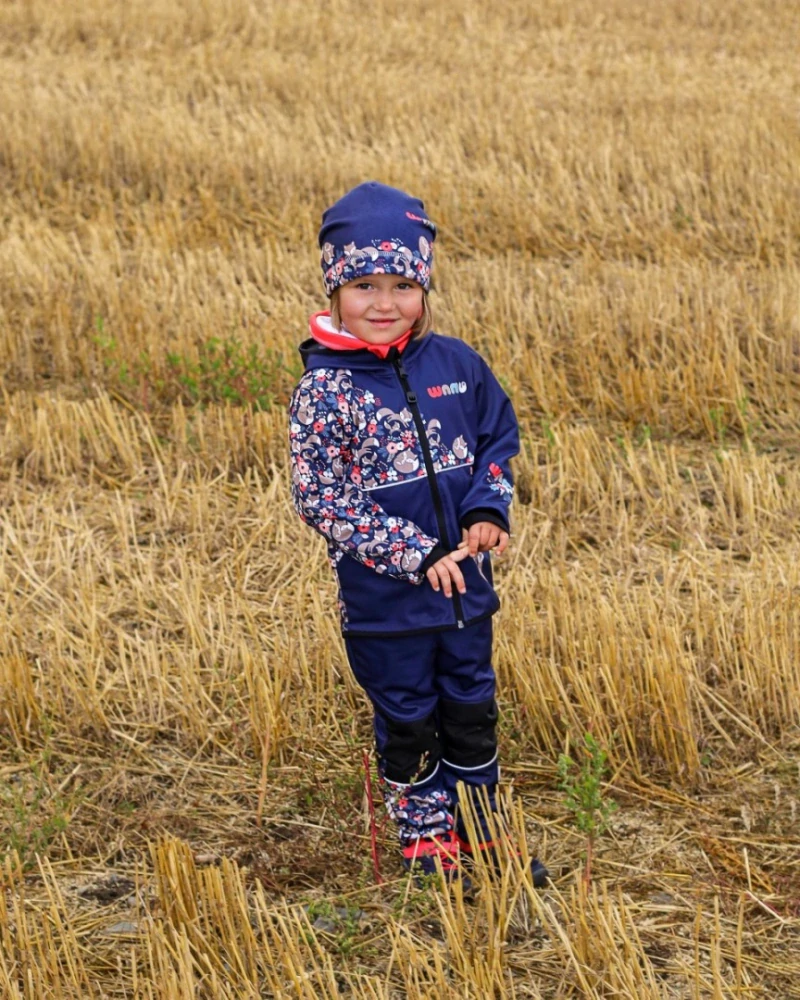 Wamu Softshellová bunda dětská, LIŠKY, tmavě modrá