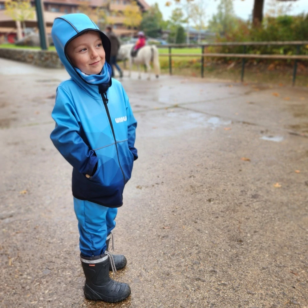 Wamu Softshellová bunda dětská, MOZAIKA, modrá