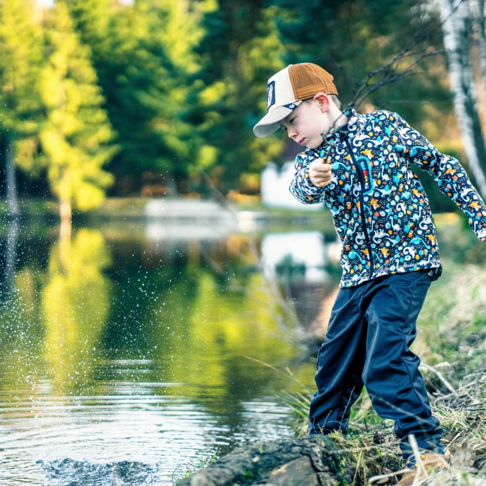 Wamu Fleecová mikina dětská, DINOSAUŘI, hnědo-černá