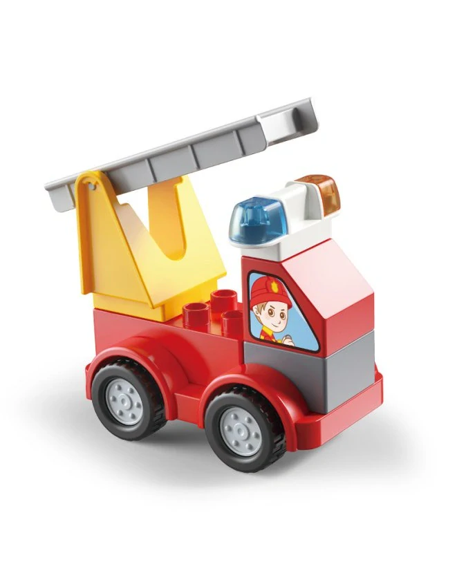 Stavebnice hasičský vůz, 9 dílků, velké kostky pro malé děti