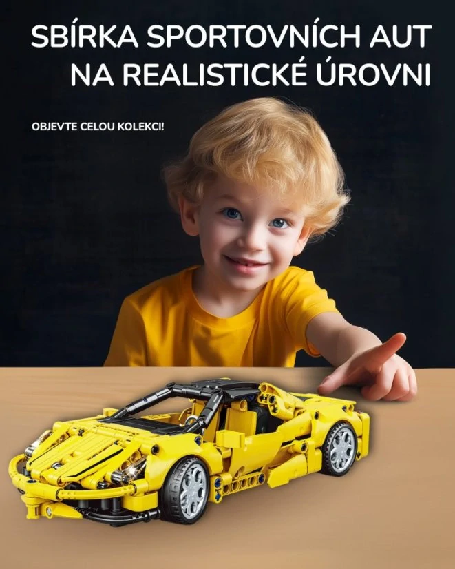 Woma Stavebnice závodní auto Technic, 391 dílků – natahovací model s otevíracím kufrem