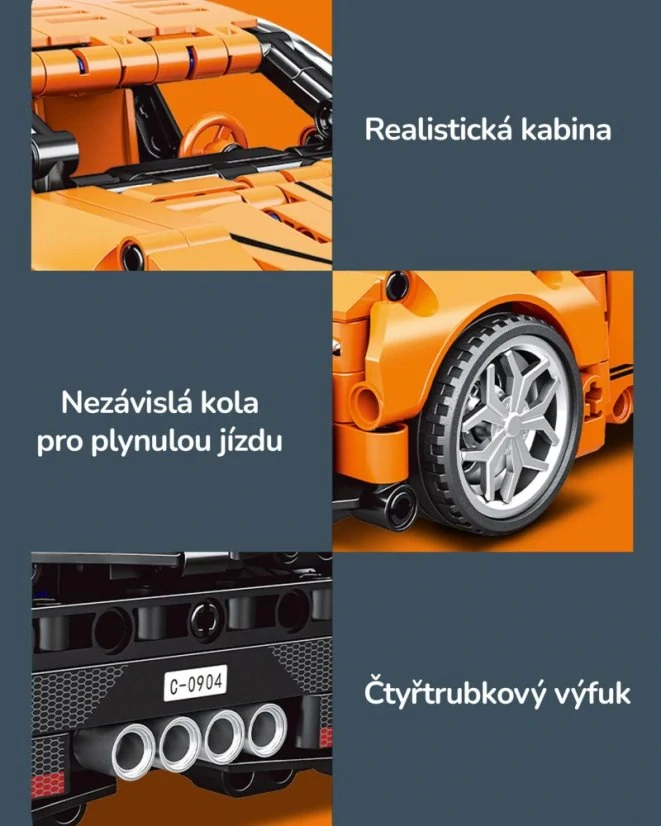 Woma Stavebnice auto Technic s natahovacím pohonem a otevíracími dveřmi | 388 dílků