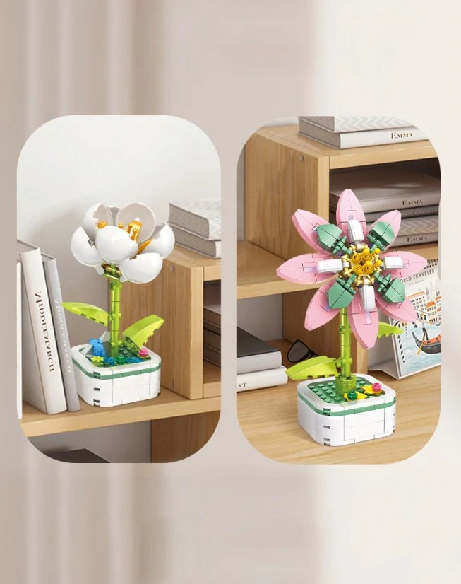 Woma Stavebnice květina s podstavcem, bílá kamélie, 122 dílků