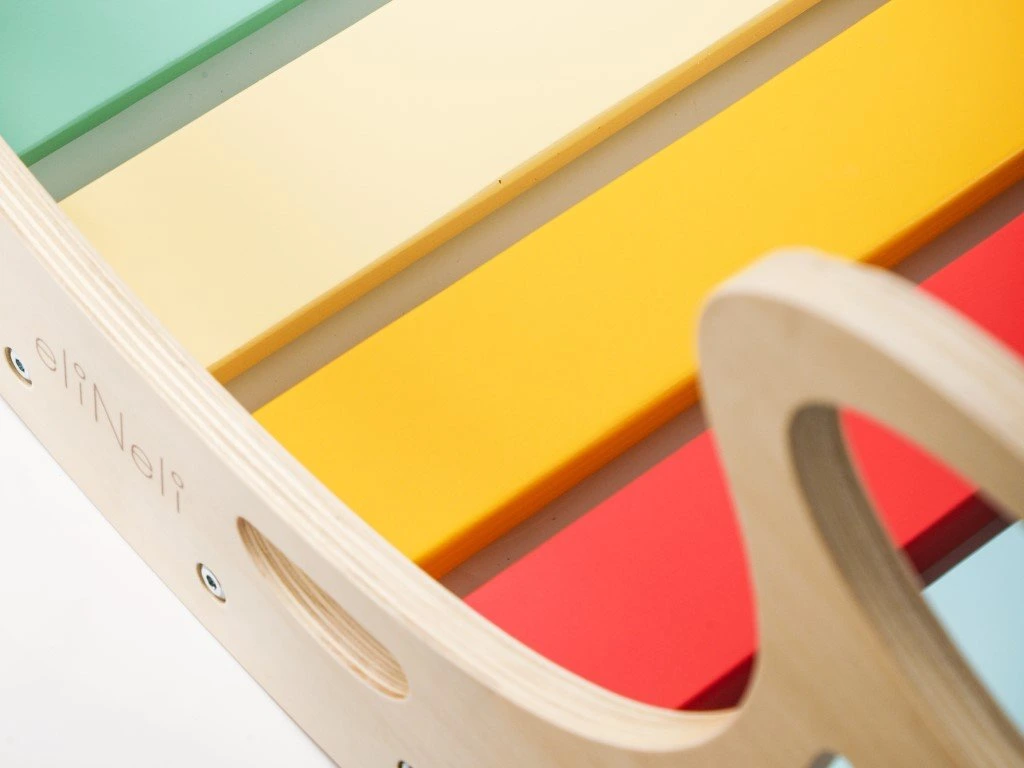 eliNeli Dřevěná montessori houpačka PRO 5v1 set s prknem 2v1 fresh