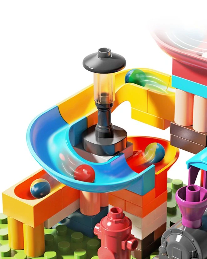 Kuličková dráha s vláčkem (76 dílků) – stavebnice pro děti od 3 let