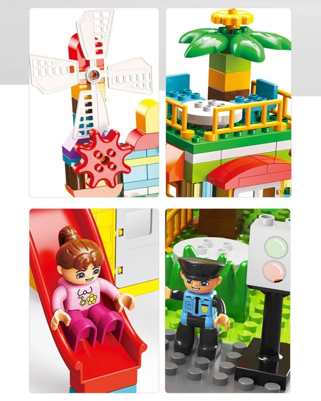 Stavebnice město, 269 dílků, vláček, závory a figurky, od 3 let