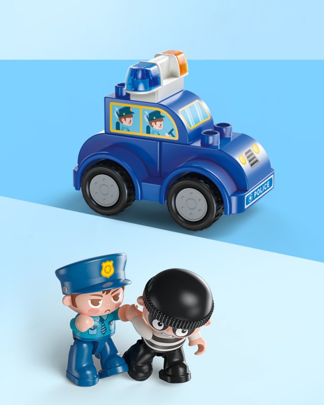 Stavebnice policejní stanice, 63 dílků, pro děti od 3 let
