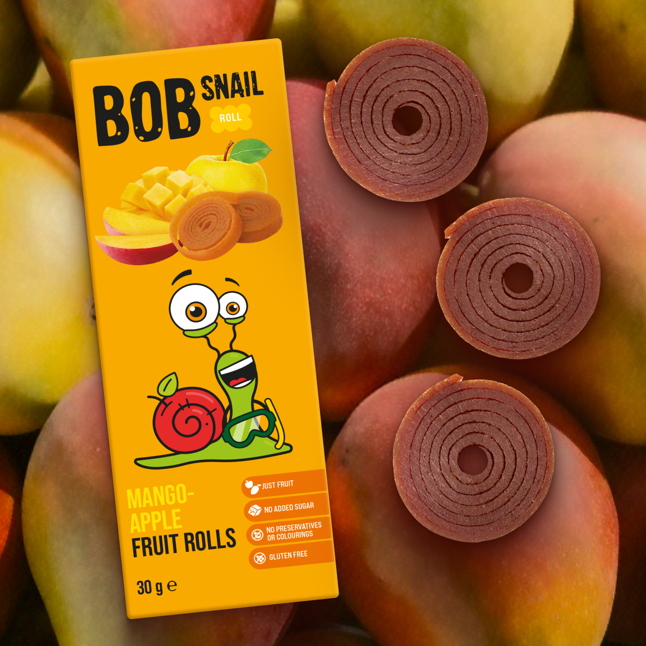 Bob snail Šnek BOB Ovocné rolky mango a jablko 30g