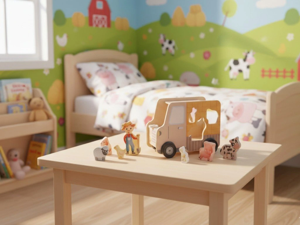 eliNeli Dřevěné autíčko 2v1 se zvířátky - Jeep + vkládačka