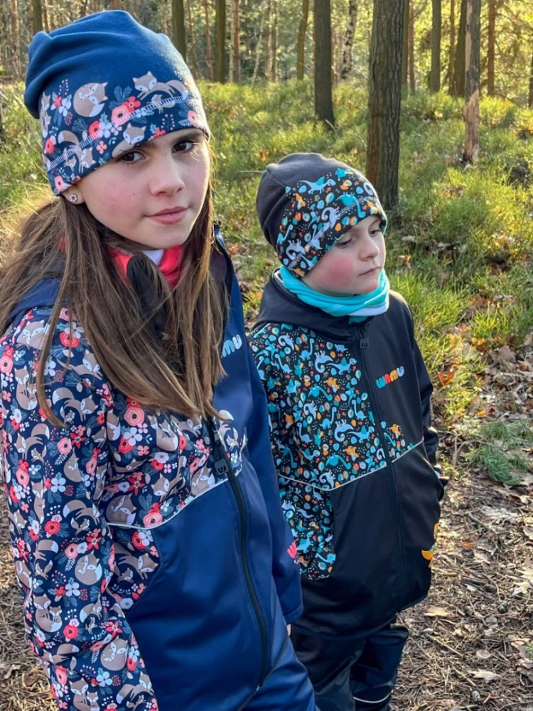 Wamu Softshellová bunda dětská, LIŠKY, tmavě modrá