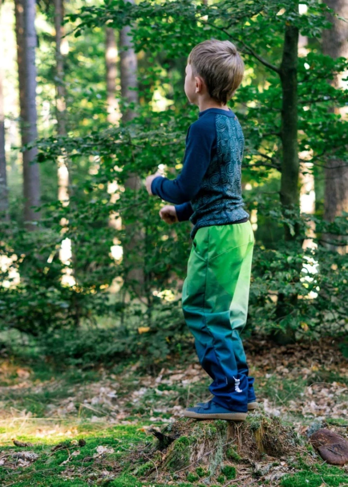 Wamu Softshellové kalhoty dětské, MOZAIKA, zelená