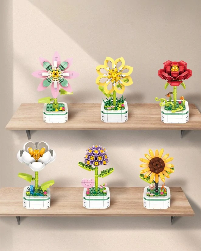 Woma Stavebnice květina s podstavcem, slunečnice, 153 dílků