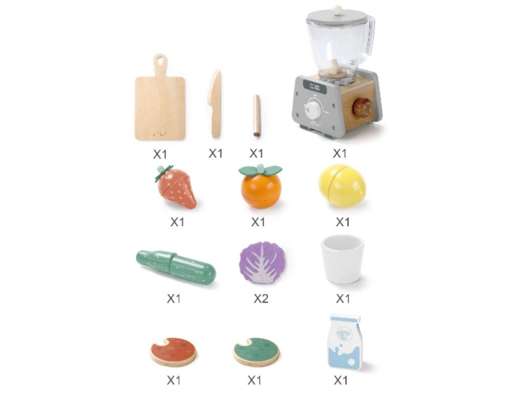 eliNeli Dětský dřevěný smoothie mixér s příslušenstvím