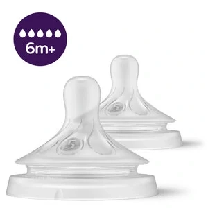 Philips AVENT Savička Natural Response 5 rychlý průtok 6m+, 2 ks transparentní