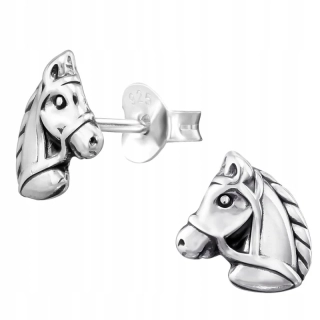 Stříbrné dívčí náušnice s koněm