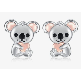 Rhodiované stříbrné náušnice pro dívku koala