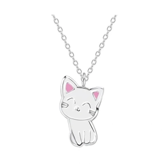 Stříbrný náhrdelník pro dívky řetízek s přívěškem kočičky