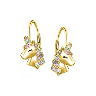 Pozlacené náušnice pro dívku jednorožec