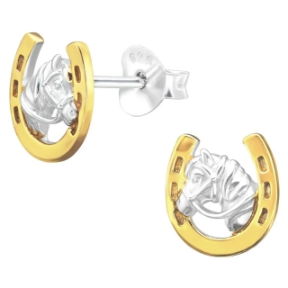 Stříbrné náušnice koník v podkově