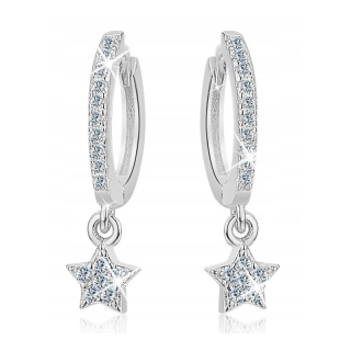 Stříbrné náušnice hvězdy