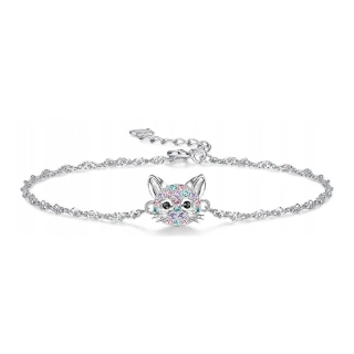 Stříbrný náramek pro dívku kočka