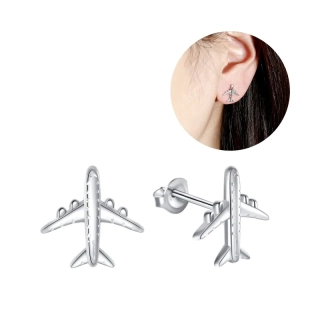Stříbrné náušnice letadlo