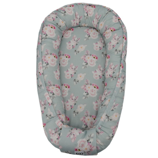 Bambusové hnízečko,zeleno-modré, vzor kytka