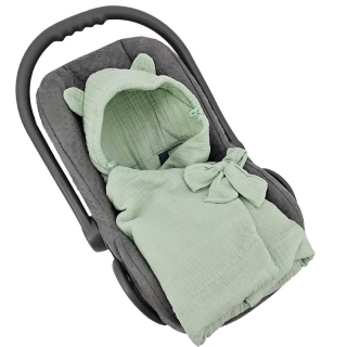 Spací pytel pro tříbodové a pětibodové pásy autosedačky, zeleno-modrá