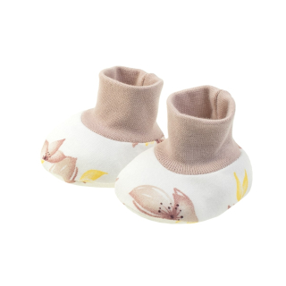 Bavlněné dívčí kojenecké boty LOU, květiny 62