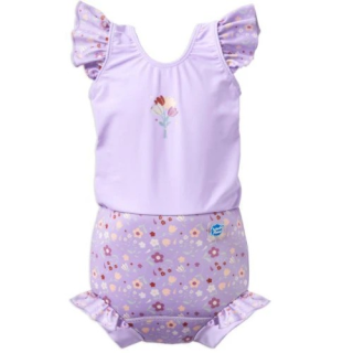 Splash About Plavky Happy Nappy kostýmek - Lilac Spring Frills s volánky