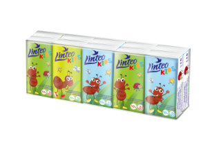 Linteo Papírové kapesníky Kids – bílé, 3vrstvé, 10×10 ks