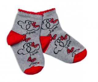Baby Bavlněné ponožky Minnie Love - šedé
