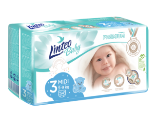 LINTEO BABY Prémiové 3 MIDI č.3 5-9 kg 54 ks