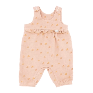 Mušelínový overal dívčí, GOTS BABY, vzor duha