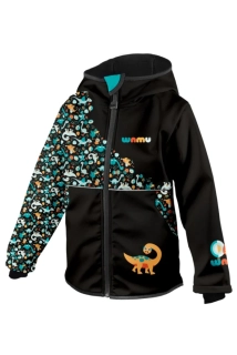Wamu Softshellová bunda dětská, DINOSAUŘI, černo-hnědá