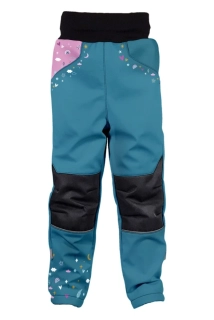 Wamu Softshellové kalhoty dětské, JEDNOROŽCI, petrolejová