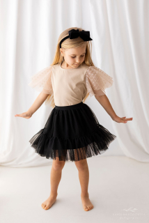 Lily Grey tričko s volánkovým rukávem béžové