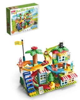 Stavebnice s kuličkovou autodráhou, 116 dílků, velké kostky pro děti od 3 let